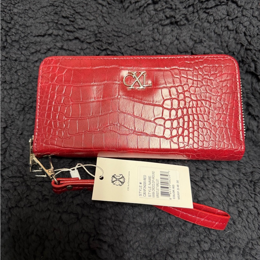 Christian Lacroix Red Croc-Embossed Wallet